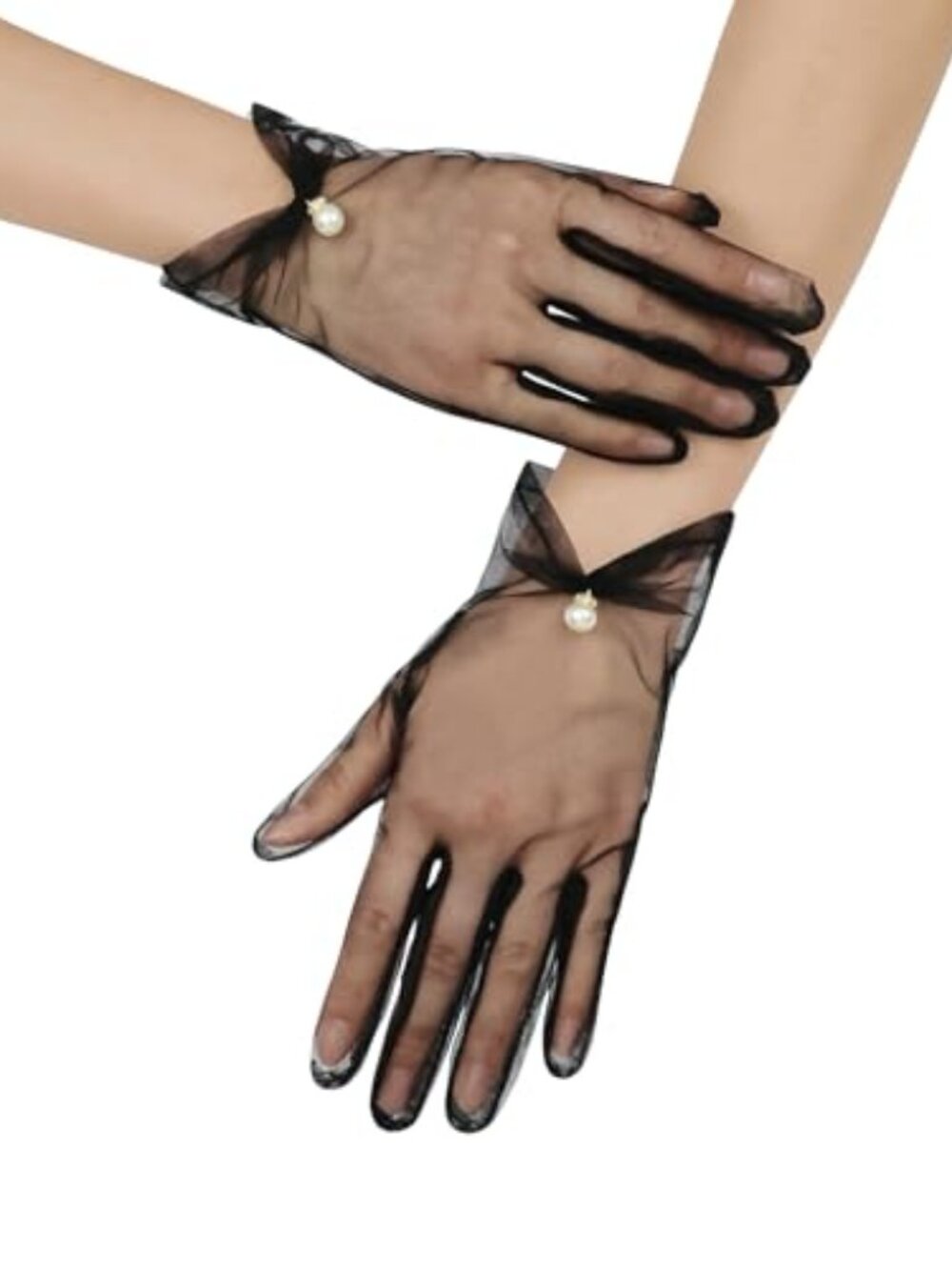 New - Women's Wedding Glove Short Pearl Tulle Gloves Tea Party Evening Dance